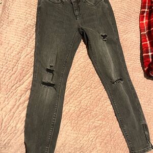 Only Charcoal Distressed Skinny Jeans